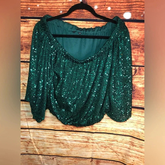 Green Sequin All over crop - Picture 10 of 14